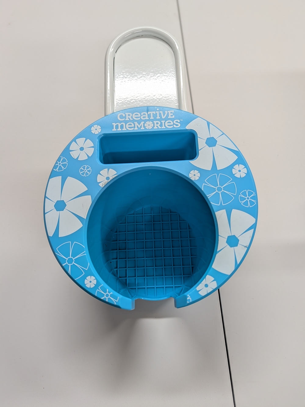 Creative Memories Blue Floral Cup & Craft Caddy